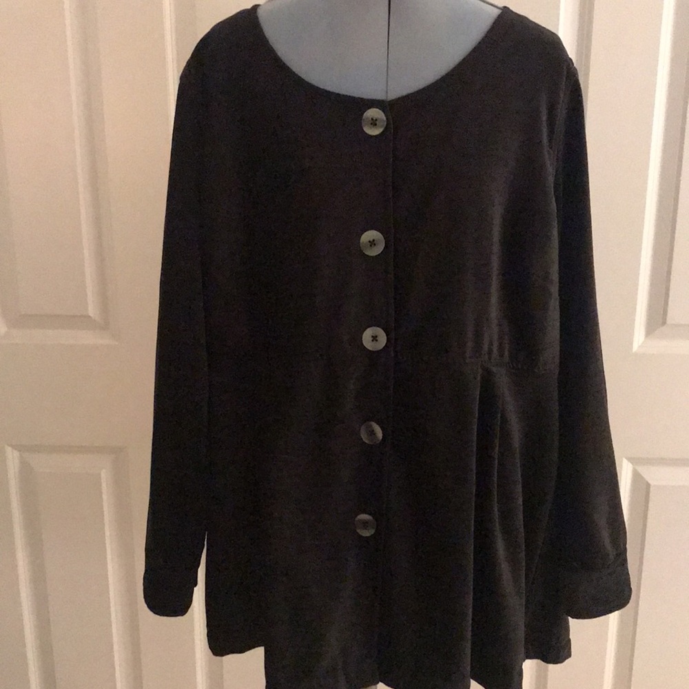 Soft Surroundings Black Velvet Velveteen Blazer Jacket Top Size 1X Plus Size
